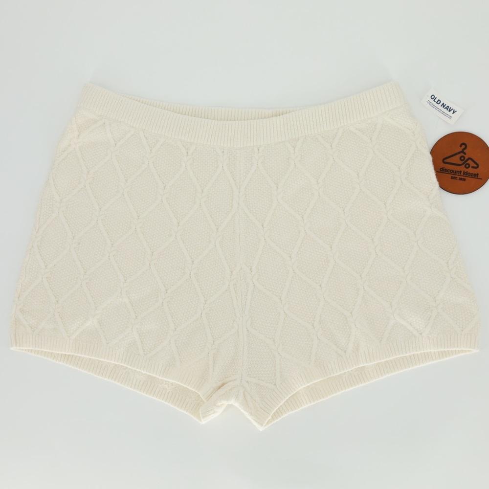 Old‎ Navy Womens Cream Diamond Cable Knit Lounge Shorts High Waisted 3X NWT